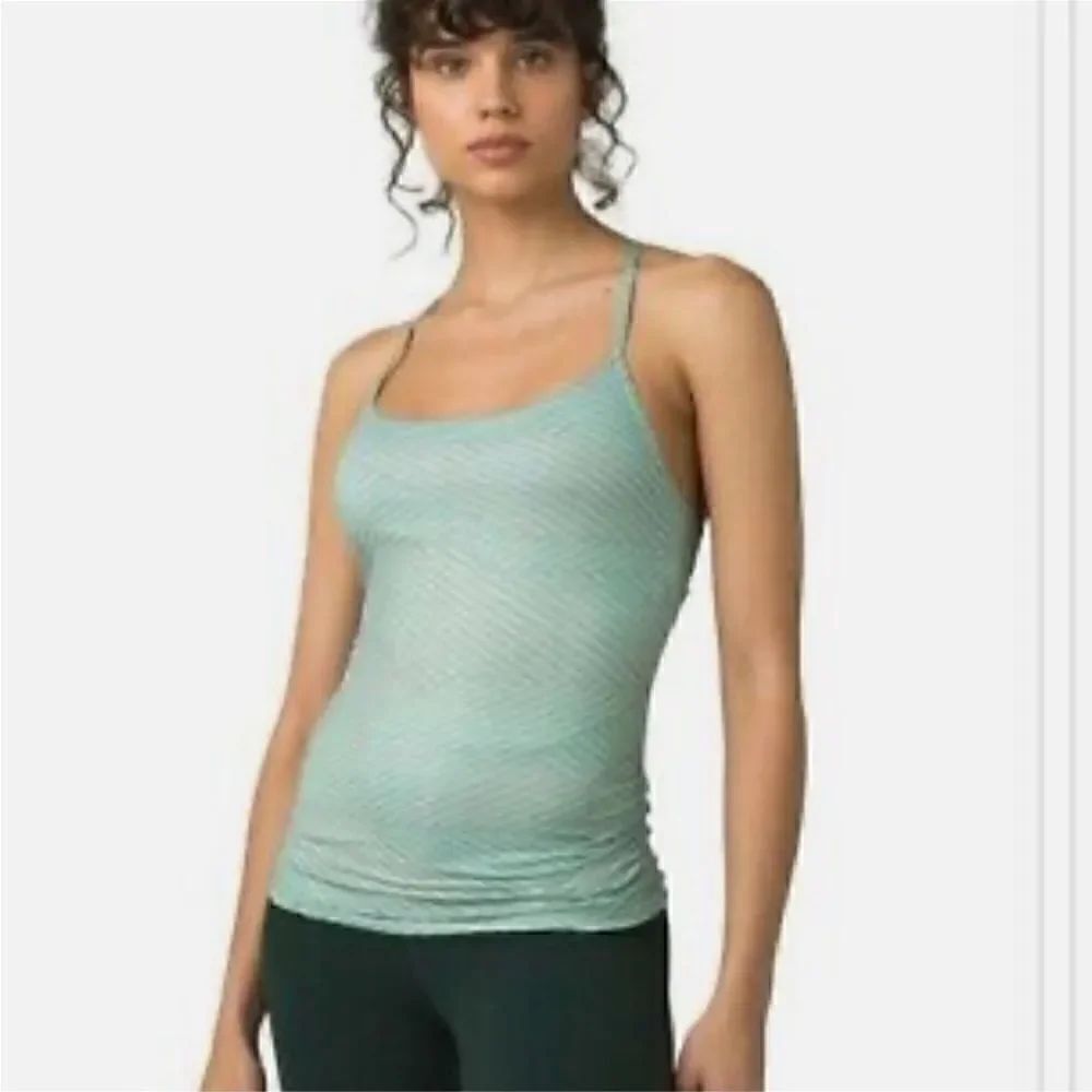 NWOT PRANA Wonder Often Striped Tank Top Teal
Blue Open Back Women's Size Small